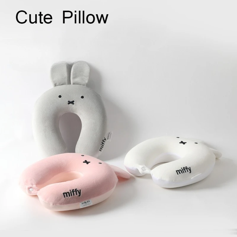 Cute Hot Anime Miffy Rabbit Ears Cartoon Memory Cotton Neck Pillow Four Hump Neck Pillow Comfort U-pillow Travel Car Plane Miffy view 2