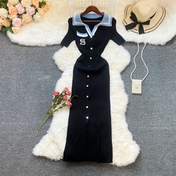 YuooMuoo Chic Fashion Sexy Package Hips Knitted Summer Dress Women 2025 New Brand Style Office Lady Long Sweater Dress Vestidos