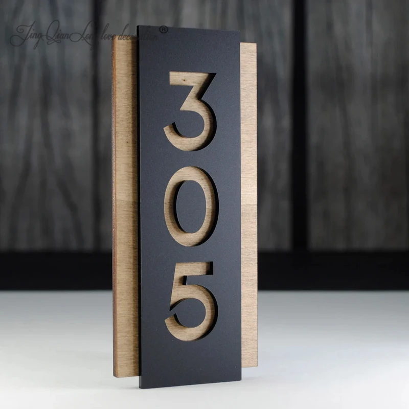

Black silver/high-end residential hotel restaurant home residential house number customized Wooden house number