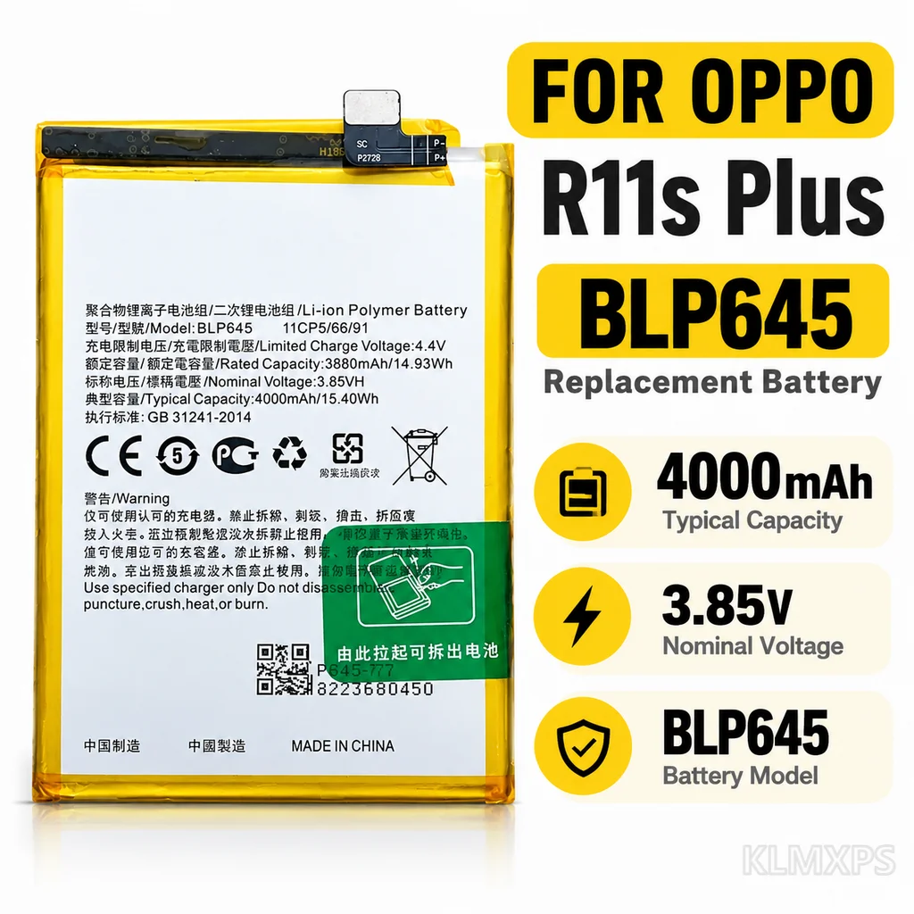 BLP645 Mobile Phone Battery Replacement For OPPO R11S Plus, Phone Repair Battery Built-in Panel Replacement Battery Part