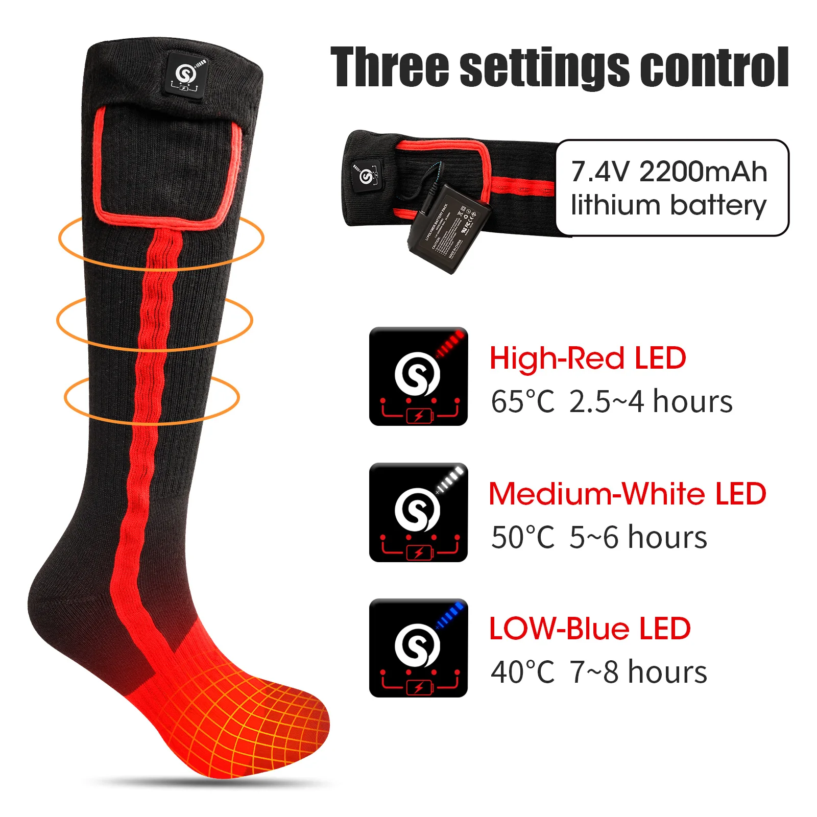 Upgraded Rechargeable Electric Heated Socks Cold Weather Heat Socks for Men Women Motorcycle Skiing Warm Winter Socks