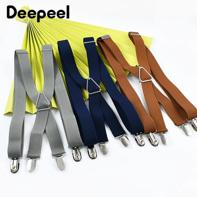 1Pc Deepeel 2.5*100cm 남자 4 클립 서스펜더 성인 조정 탄성 하네스 Y 형 와이드 스트랩 Jockstrap 서스펜더 DIY 액세서리