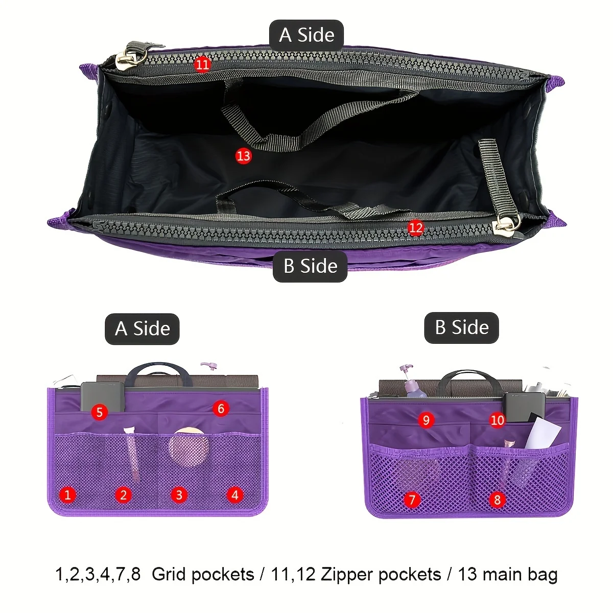 Organizer Insert Bag Women Nylon Travel Insert Organizer Handbag Purse Large liner Lady Makeup Cosmetic Bag Cheap Female Tote