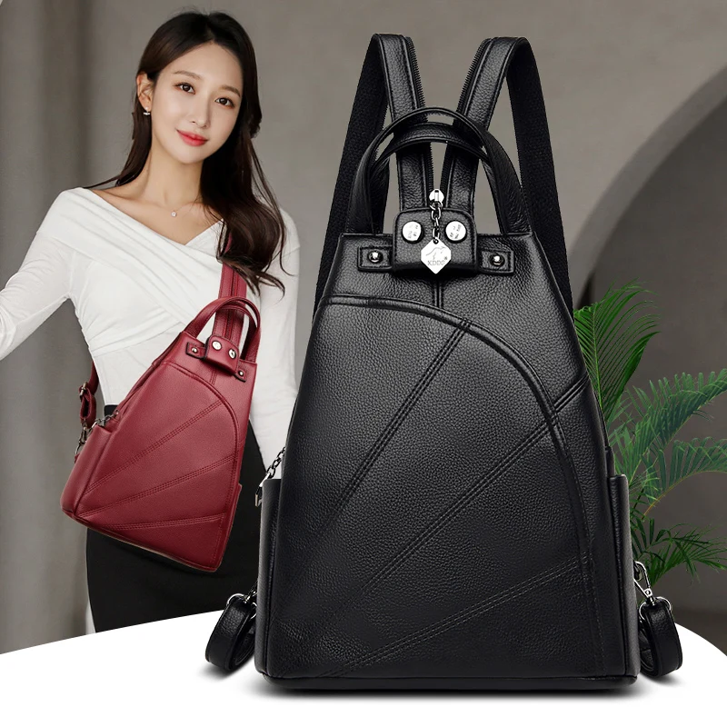 2023 New Women Waterproof Anti-theft Leather Backpacks Bags For Girls Female Shoulder Bag Multifunction Travel Backpack Mochilas