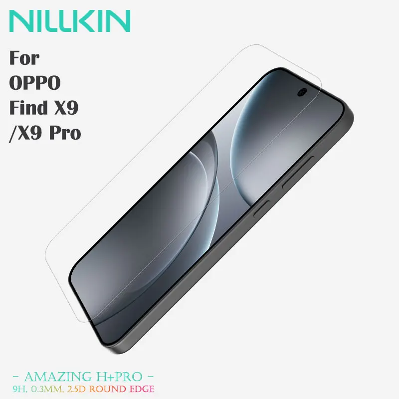 لهاتف OPPO Find X9/X9 Pro، NILLKIN H+PRO زجاج 9H مضاد للانفجار، رفيع للغاية 0.2 مم، حماية ضد الوهج والأشعة فوق البنفسجية، مقاوم للخدش