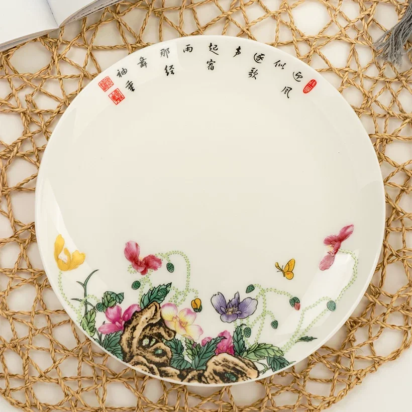 8inch, bone china kitchen plates, Chinese painting design, party chafing dishes, ceramic dishes, dinner plate, sashimi plate