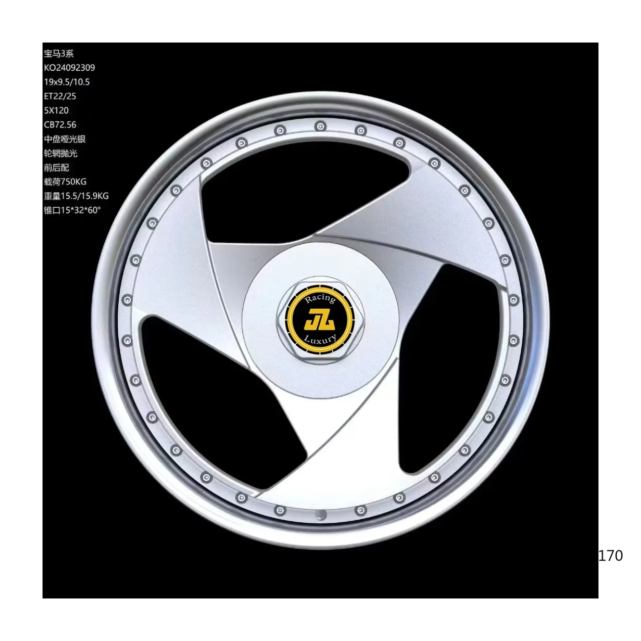 

new 2-piece 19x9.5/10.5 ET22 5x120 CB72.56 passenger car alloy forged wheels rims for G20 21 F30 F31 F34 E30 E91E 92 E93