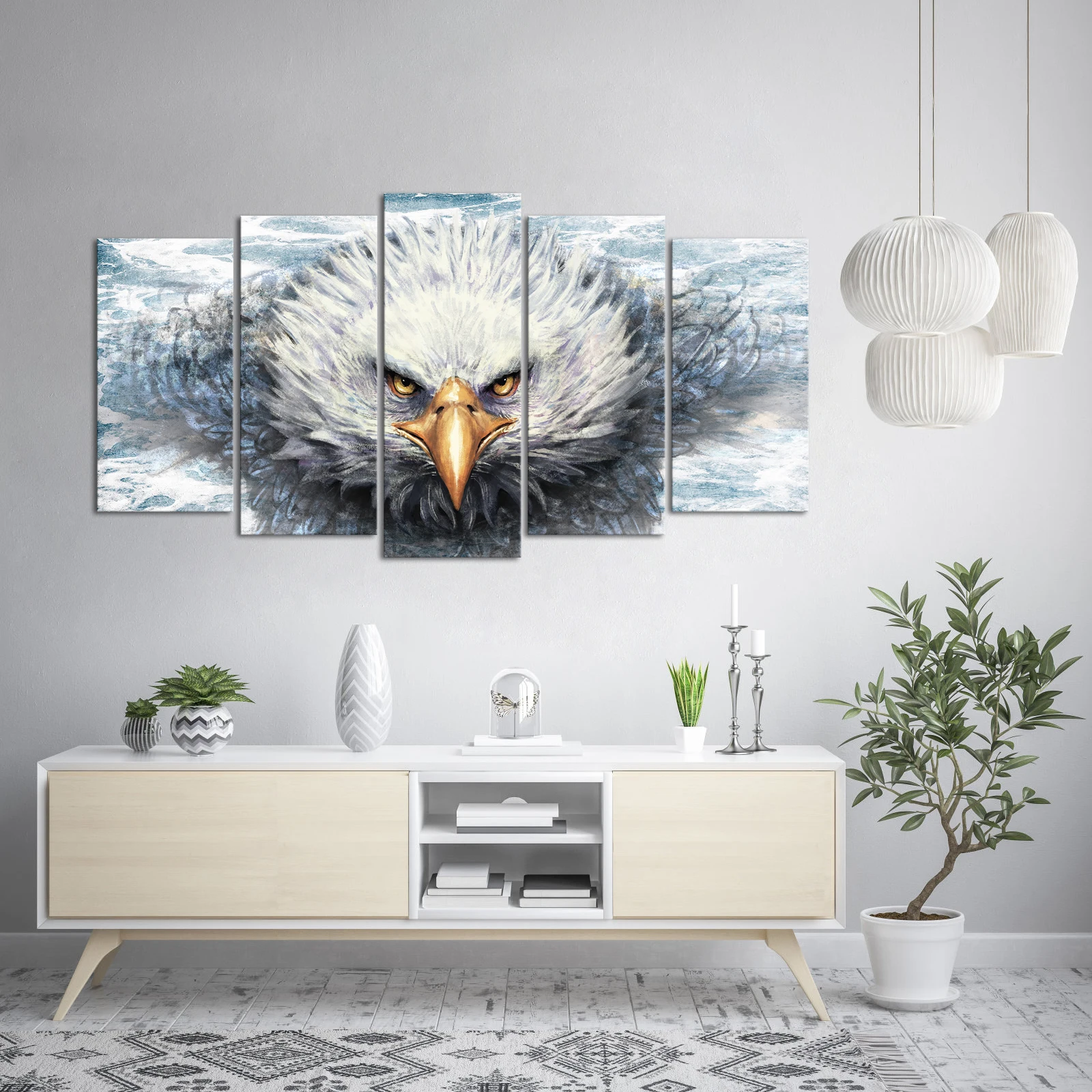 5 Pieces Bald Eagle Home Decor Posters Abstract Raptor Print Canvas Painting Modern Style Pictures Living Room Wall Art