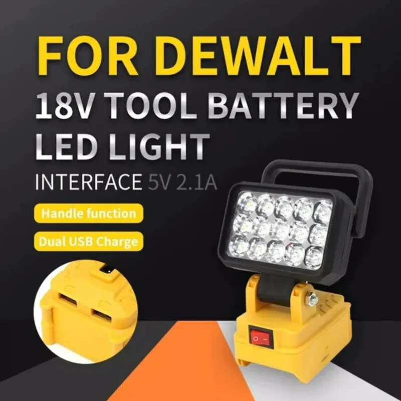 Christmas Lamp Portable Lights 2/3in LED Work Light Outdoor Camping Flashlight Handheld Spotlight USB Emergency Light For DeWalt