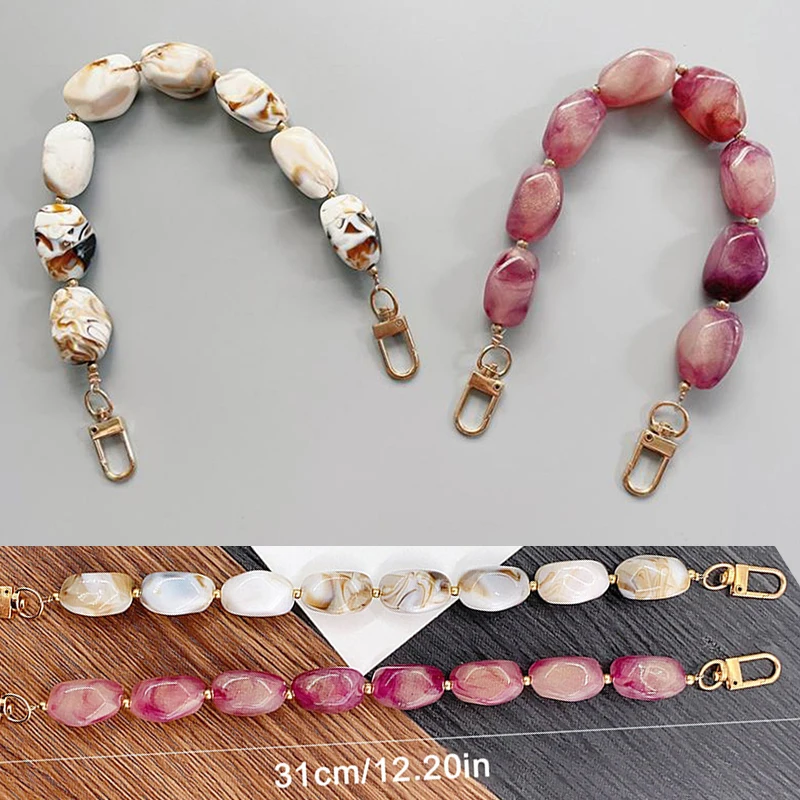 1 قطعة مقبض الراتنج الملونة حبة الأشرطة استبدال الراتنج الملونة حجر حقيبة يد حزام DIY بها بنفسك حقيبة الملحقات السوار محفظة حزام حقيبة #1