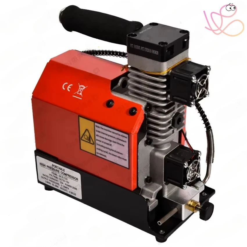 GX-CS2 30Mpa 300Bar 4500Psi 12V PCP Air Compressor 12V Portable High Pressure Pump for Diving Scuba Tank Car Pump Output 12L/min