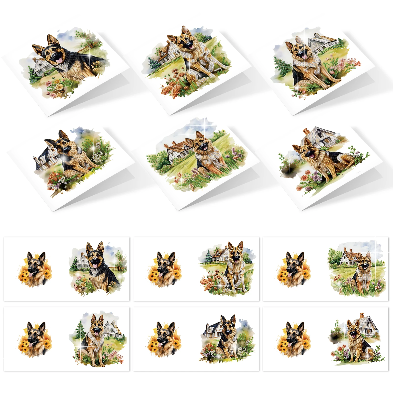 

6 шт. алмазная живопись наборы поздравительных открыток, милая собака DIY специальной формы алмазные художественные поздравительные открытки искусства подарки ручной работы