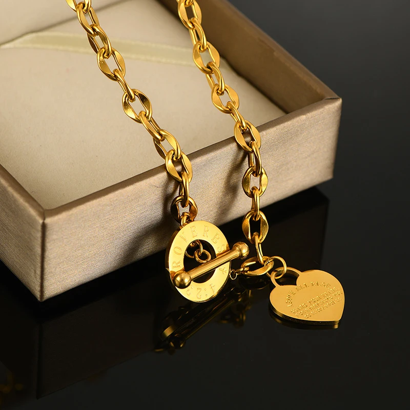 fashionable and exquisite heart-shaped stainless steel english engraved necklace suitable for daily dressing and travel jewelry image 3