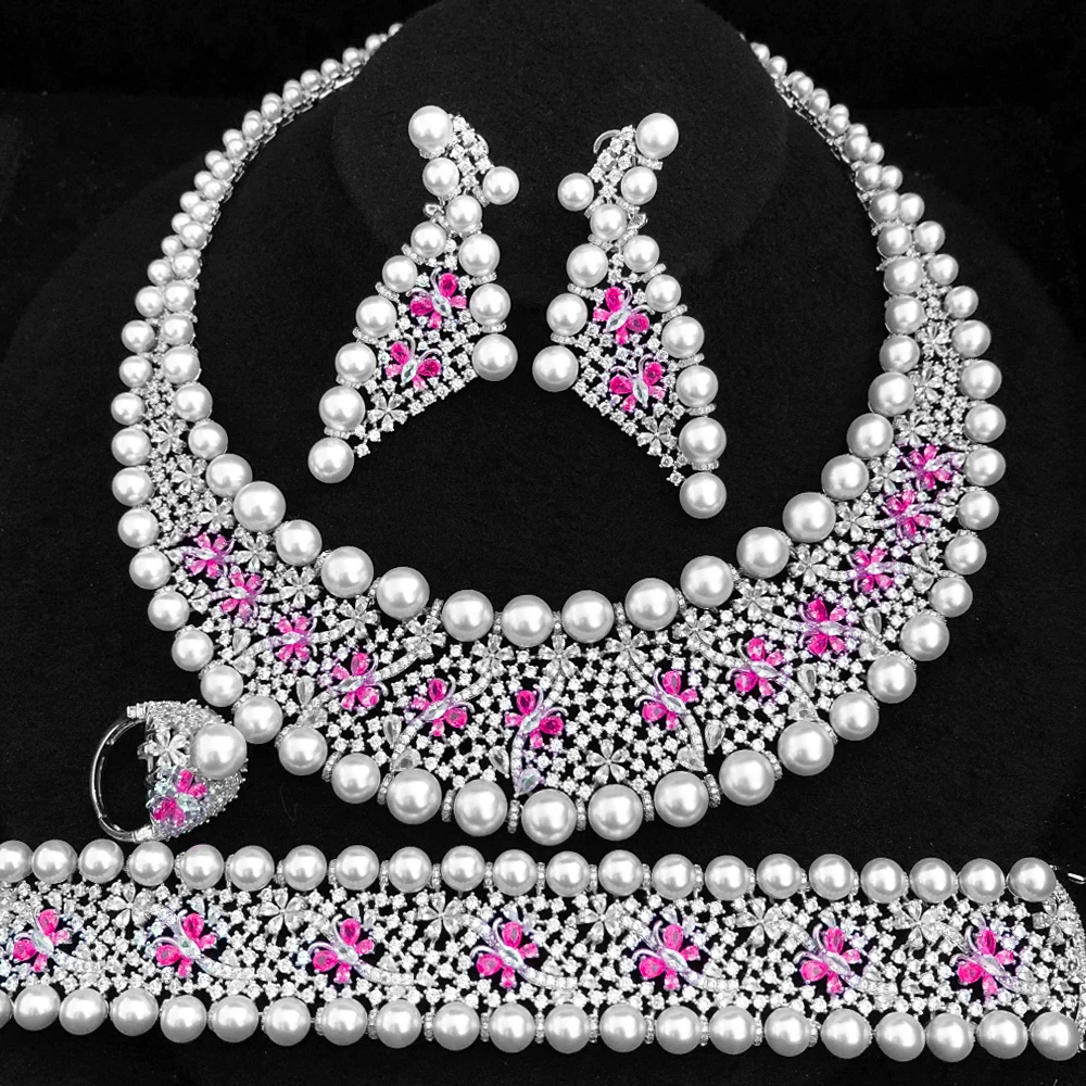 GODKI 4PCS Luxury African Jewelry Set For Women Wedding Bridesmaid Jewelry Sets 2020 Necklace Earring Bracelet Ring Party  Sets