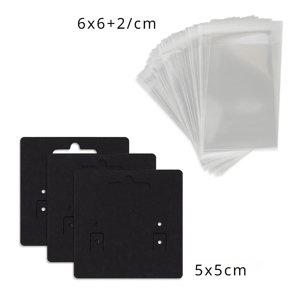 50 Pcs 5x5cm New Pattern Hangable Earrings Jewelry Display Paper Card With Or Without Bags Wholesale Packaging Business Supplier