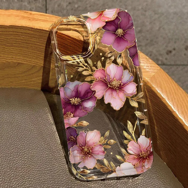 Colorful large flowers Phone Case For iPhone 16 15 13 14 12 11 Pro Max 7 8 Plus  X XR XS 12 13 Clear Cover Case Funda Bumber