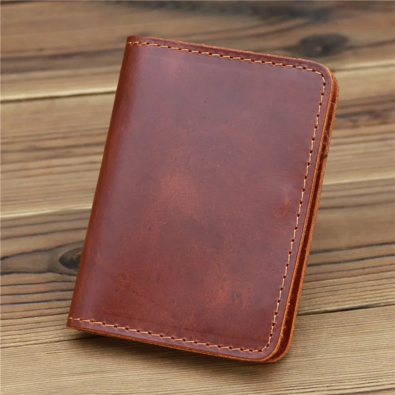 Vintage Men\'s Genuine Leather Credit Card Wallet Small ID Card Holders Wallets Money Bag Case Mini Real Leather Purse For Male