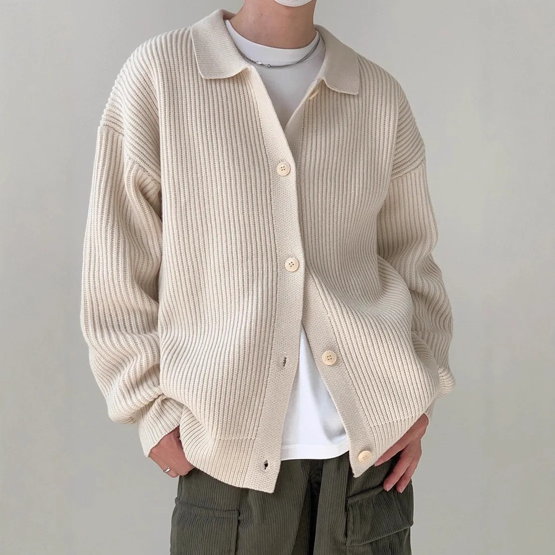 

2025 Autumn Winter New Hong Kong Style Solid Color Loose Unisex Casual Handsome Lazy Style Cardigan Jacket Men Women Same Style