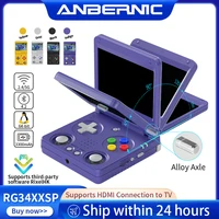 Anbernic-consola de juegos portátil RG34XXSP, pantalla IPS de 3,4 pulgadas, Linux, 64 bits, 3300mAh, WIFI, reproductor de videojuegos Retro plegable