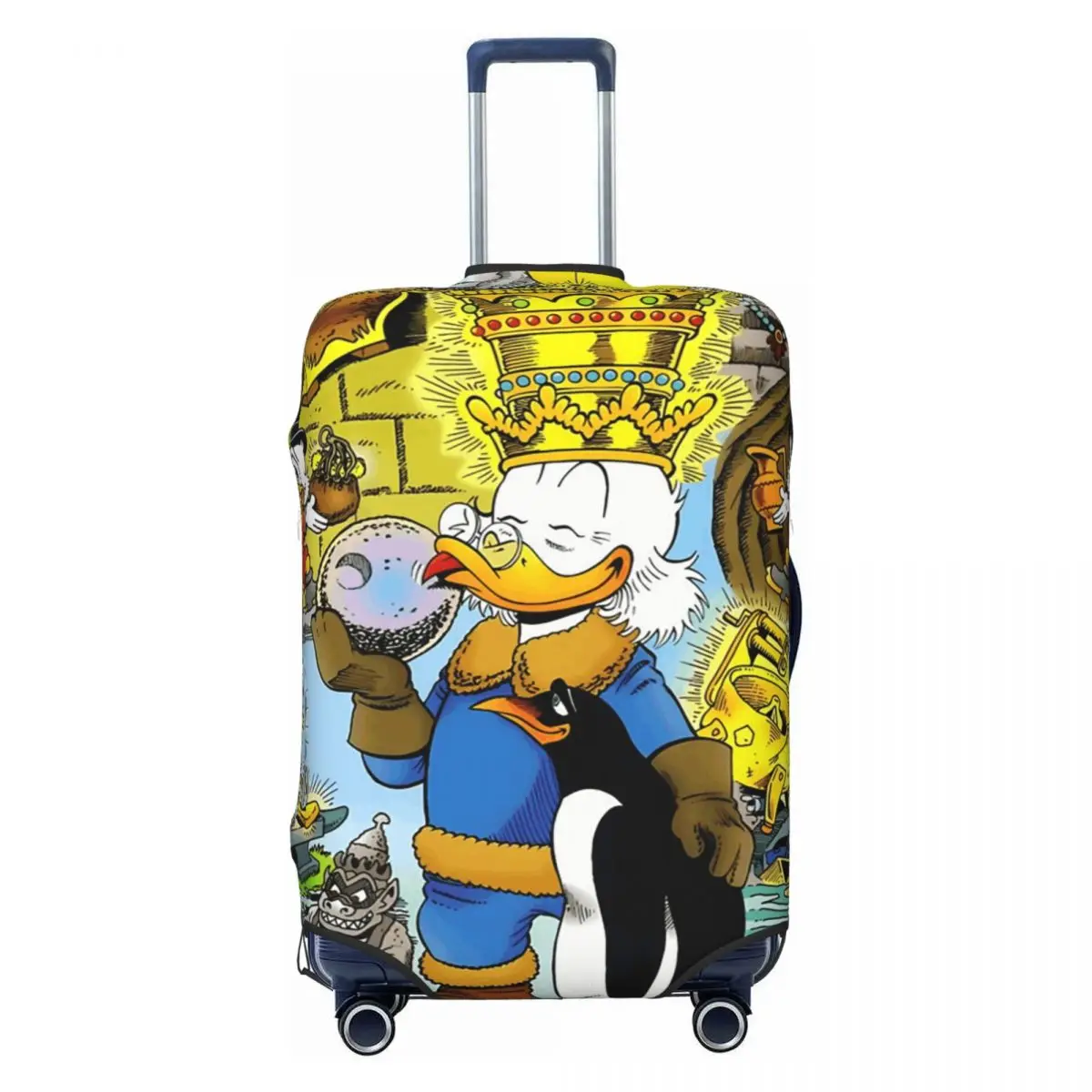 

Custom Comics Scrooge McDuck Luggage Cover Protector Fashion Donald Duck Travel Suitcase Covers for 18-32 Inch