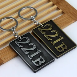 Movie Sherlock Metal Keychain Sherlock House Number 221B Nameplate Pendant Key Chain for Women Men Keyring  Jewelry