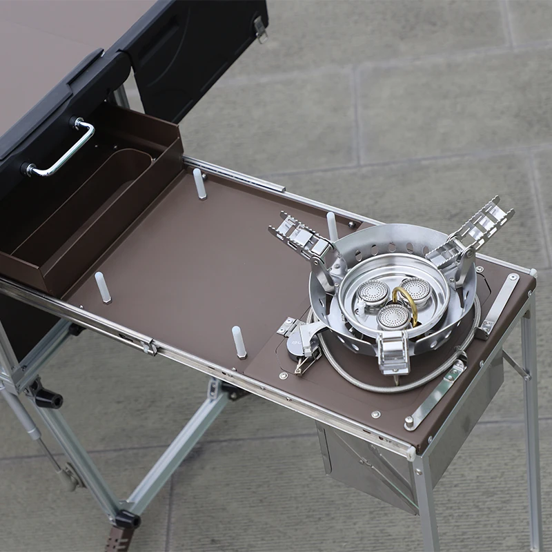 Camp aluminum kitchen and Rv kitchen Bulin C550 Outdoor Equipped Picnic Table Folding Camping Stove Camping Mobile Kitchen