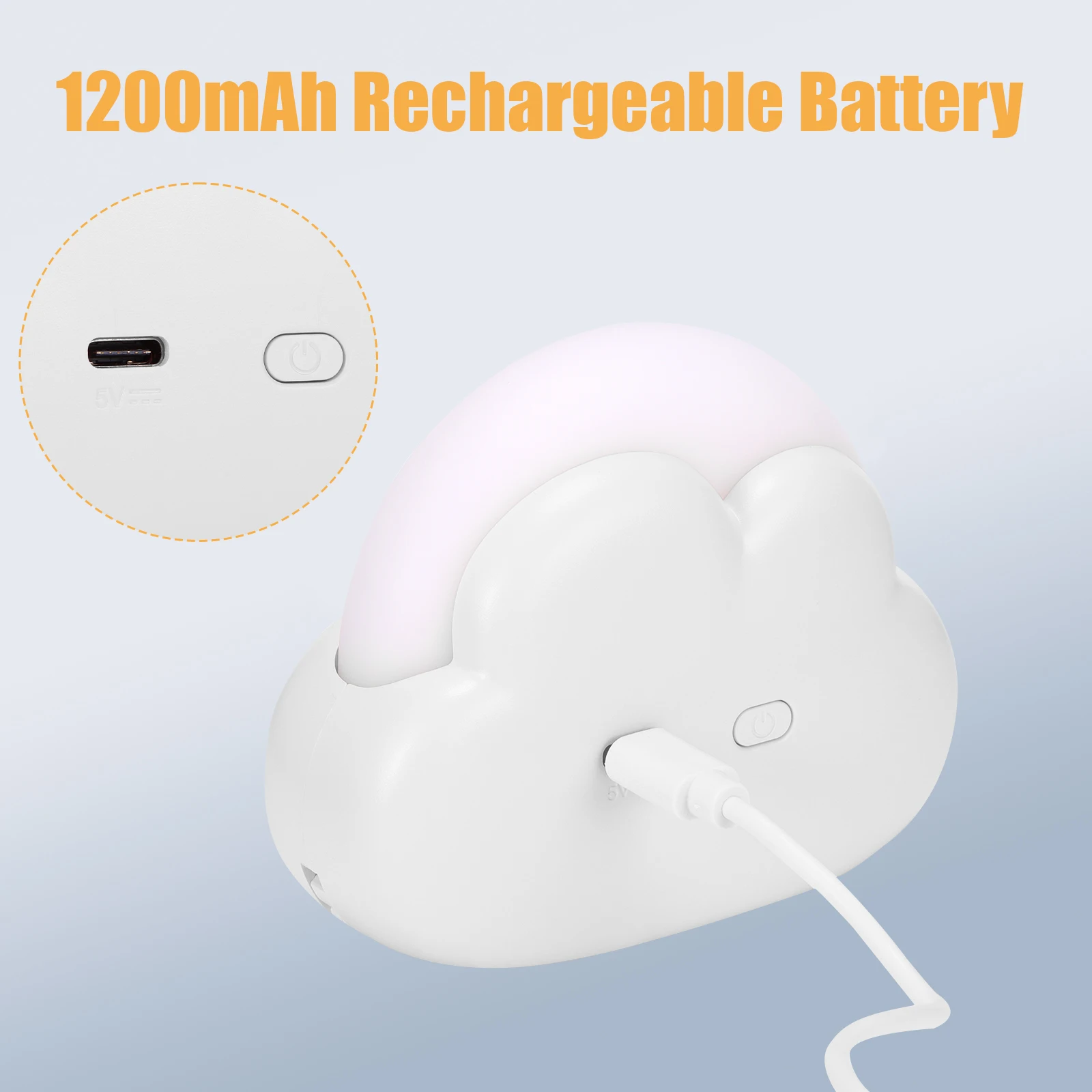 Cloud Night Light Bedroom Desktop Mini Decorative Table Lamp 4 Modes Kids Soft Silicone 1200mAh Rechargeable Baby Nightlight