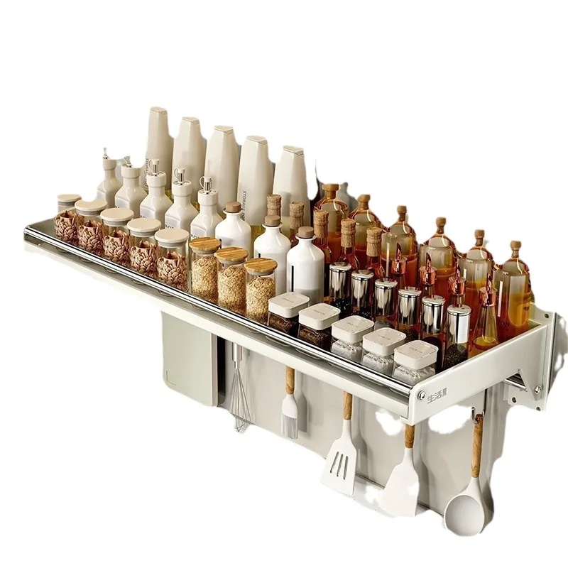 

Multifunctional Kitchen Spice Rack Kitchen Tool Hooks Kitchen Spice Organizer Microwave Oven Shelf