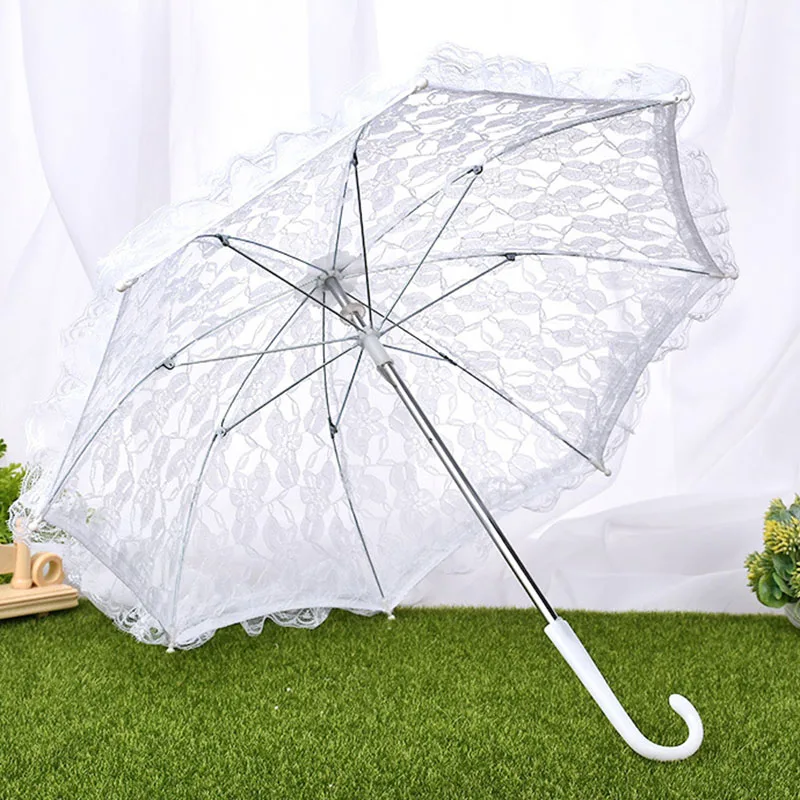 New White Wedding Umbrella, Women Parasol White Lace Umbrella Handmade Photography Prop Umbrella Wedding Party Decor Stage Perfo