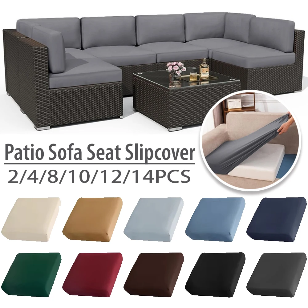 

2/4/8/10/12/14PCS Outdoor Washable Sectional Couch Cover Elastic Sofa Cushion Cover for Garden Patio Balcony Furniture Protector