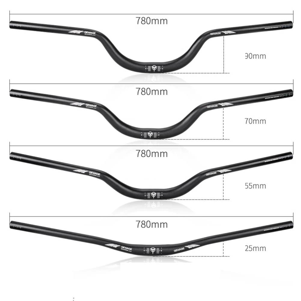 GEWAGE Manubrio per bicicletta da 31,8 mm Barra rialzata per bici da 780 mm Manubrio per bici pieghevole da montagna in lega di alluminio Parti ciclistiche, 90 mm