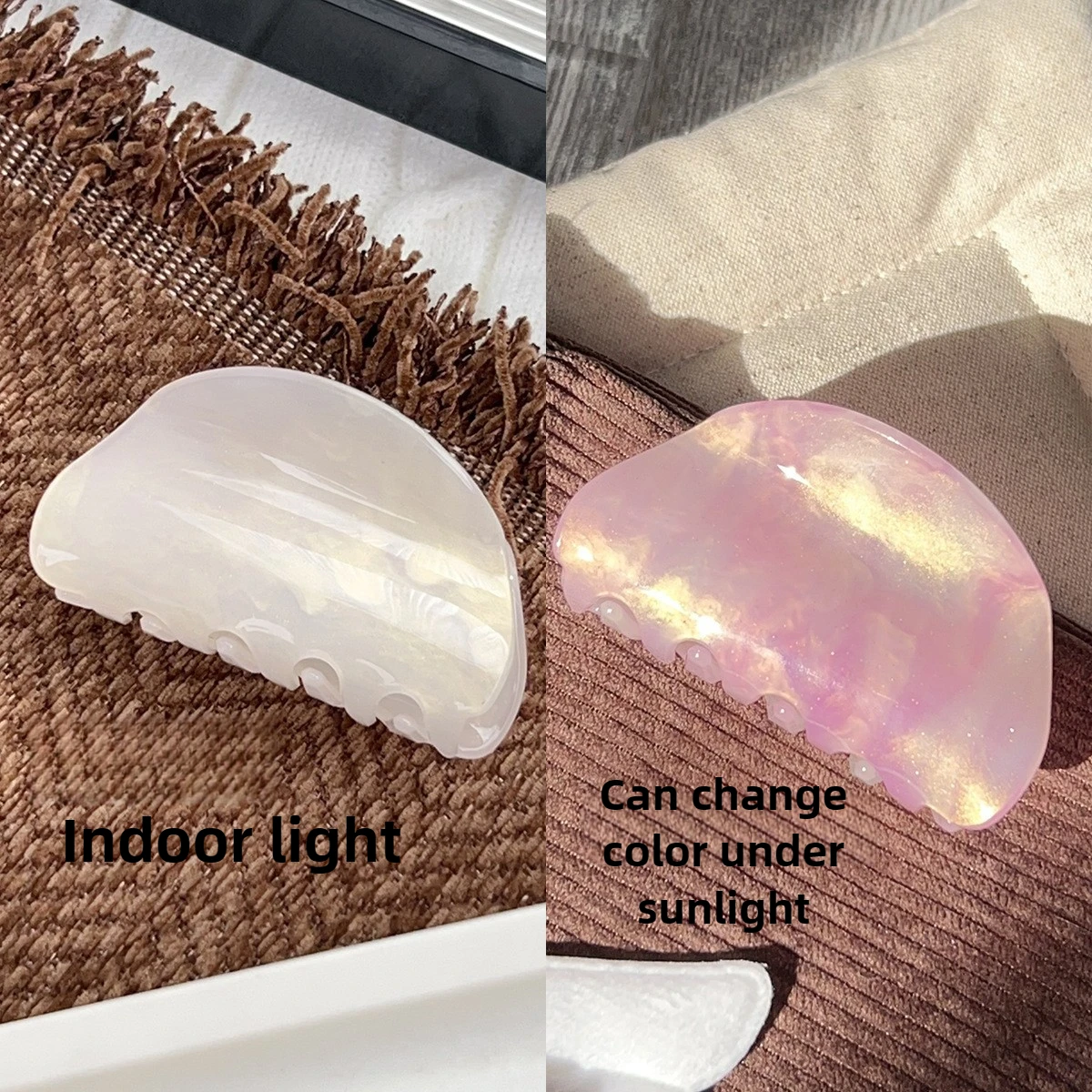 

​​​​​​​Acrylic Hair Claw Clip Color Changing 7cm Medium Size Candy Tone Semi Circle Non Slip Hairpin for Girls 1pcs