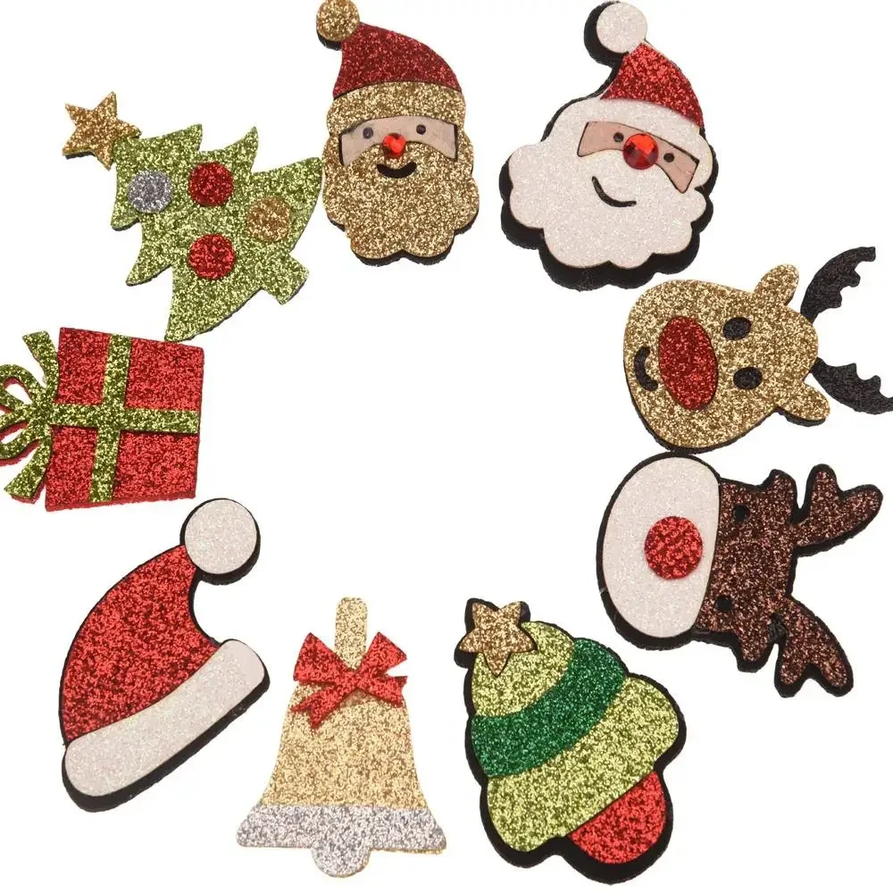 25pcs/lot Christmas Snowman Deer Tree Candy Pattern DIY Hair Accessories for Girls Party Decoration New Year Pads Mujer