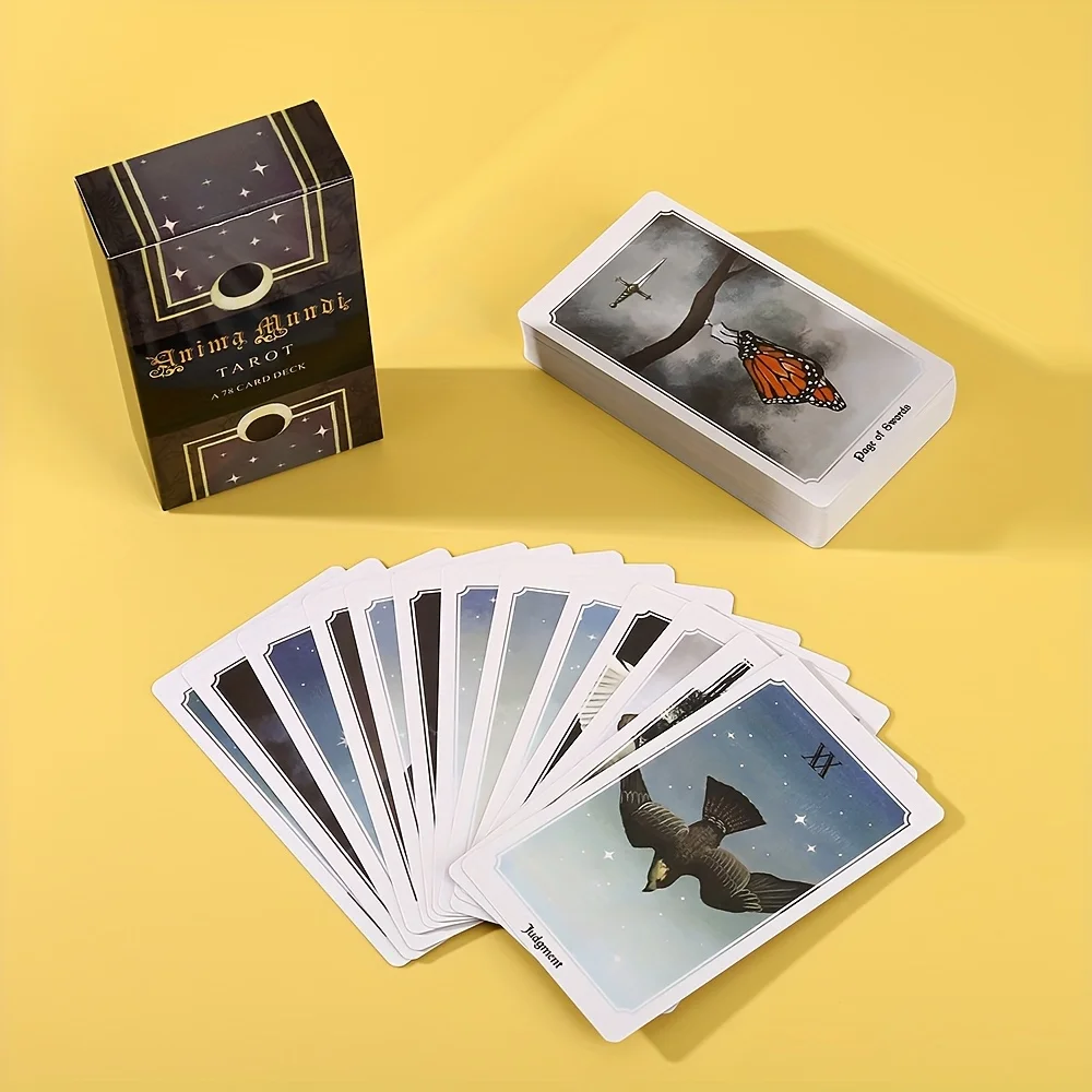 動物の剣タロットカードセット、78枚の初心者向けカードゲーム、占い探求用紙箱包装、耐久性のある紙素材