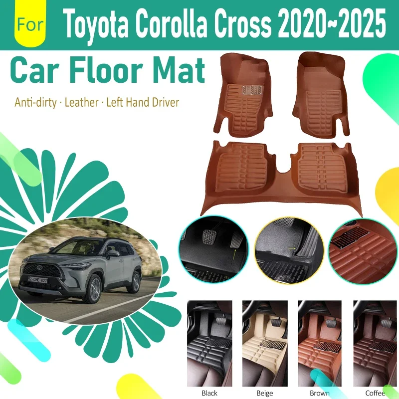 

Leather Car Floor Mats For Toyota Corolla Cross XG10 2020 2021 2022 2023 2024 2025 Waterproof Pads Foot Carpets Auto Accessories