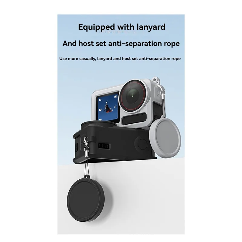 DIGIT-For DJI Action 5 Pro Silicone Case Protective Cover Anti-Fall And Anti-Lost Rope Sports Camera Accessories A