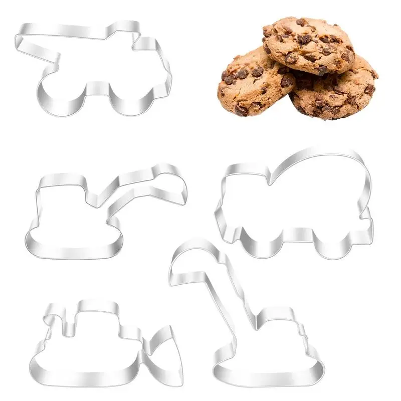 5pcs Truck Design DIY Baking Molds Stainless Steel Fondant Baking Cutters Cookie Biscuit DIY Mold Kitchen Baking Supplies