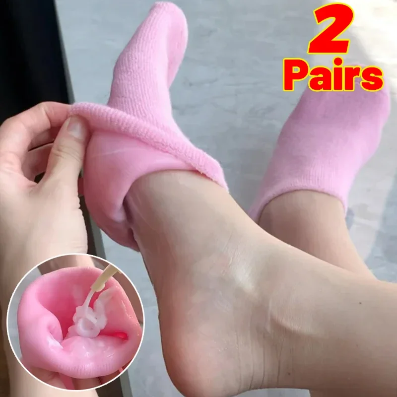 Reusable Moisturizing Mask Socks Exfoliating Anti Crack Silicone Protective Gloves Dry Dead Skin Remover Hand Foot Care Tools