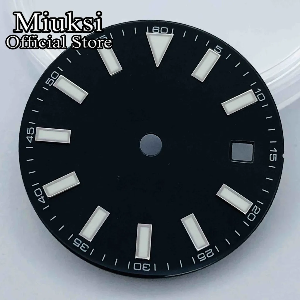 Miuksi 29.2mm black blue silver sterile watch dial duminous fit NH35 ETA2824 2836 Miyota8205 8215 Mingzhu DG2813 3804 movmemt