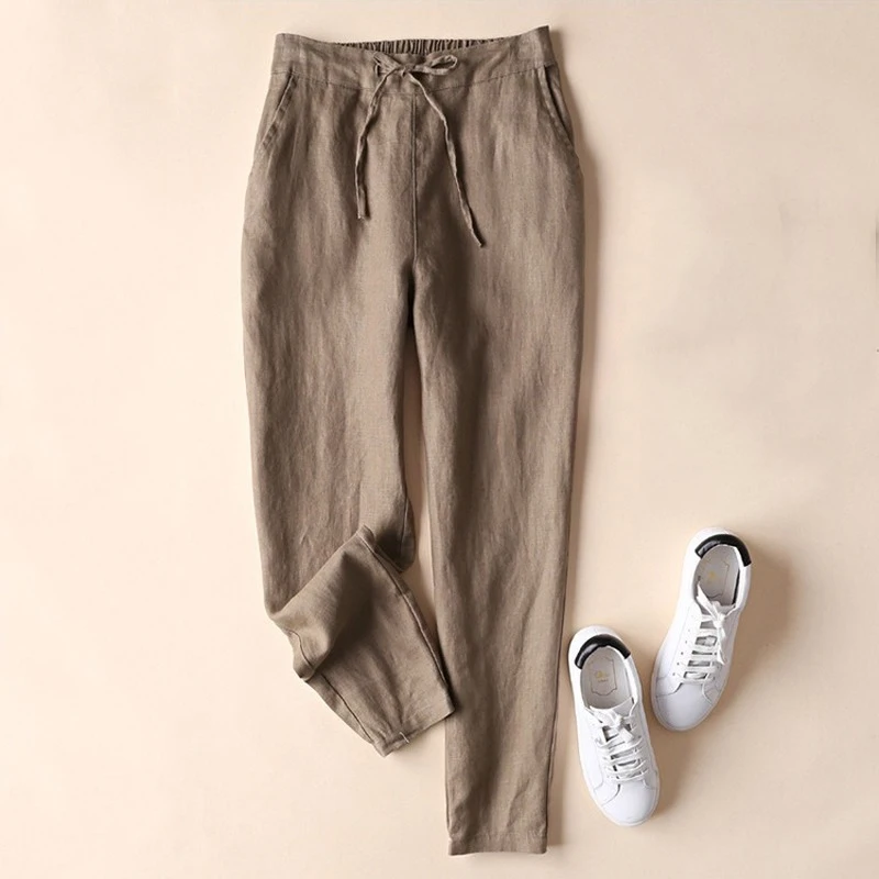 2023 Spring Loose Cotton Trousers Women Casual S-5XL Cotton Linen Pants Women Vintage Elegant Trousers Formal Pencil Pants 19724