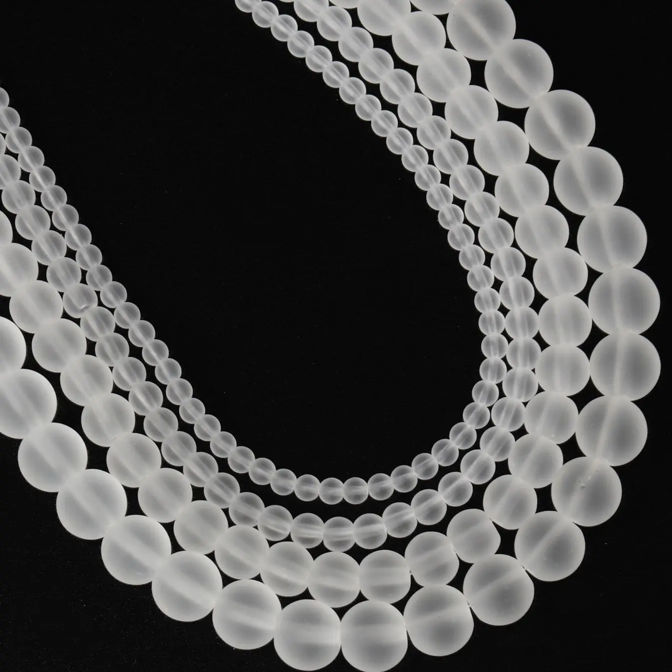 Natural Stone Frosted Clear Quartzs Crystal Round Beads Loose Spacer Matte Beads DIY Accessories for Jewelry Bracelet Making