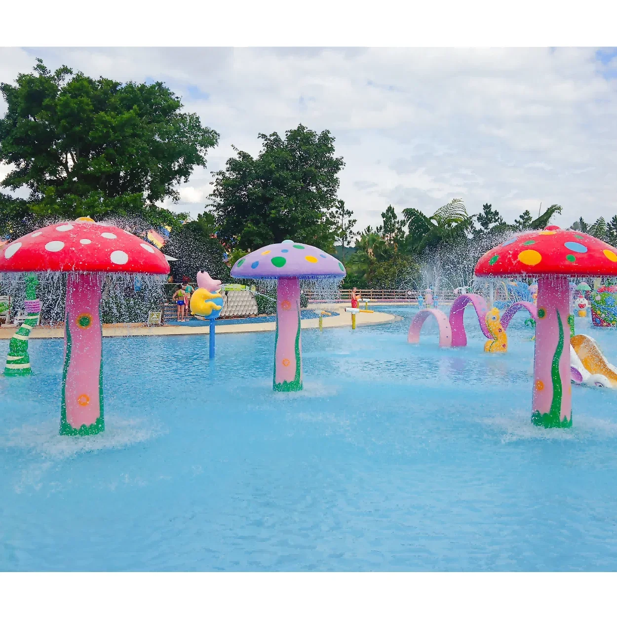 

Water play rides waterspout kids pool water umbrella aqua park 1.8m diameter fiberglass mushroom waterfall