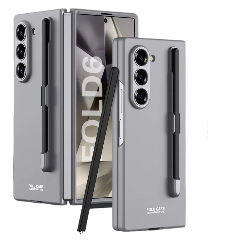 เคสโทรศัพท์สีด้านสุดหรูสำหรับ Samsung Z Fold 5เคสพร้อมช่องเสียบปากกาปลอกกันกระแทกแบบรวมทุกอย่างสำหรับ Galaxy Z Fold 6
