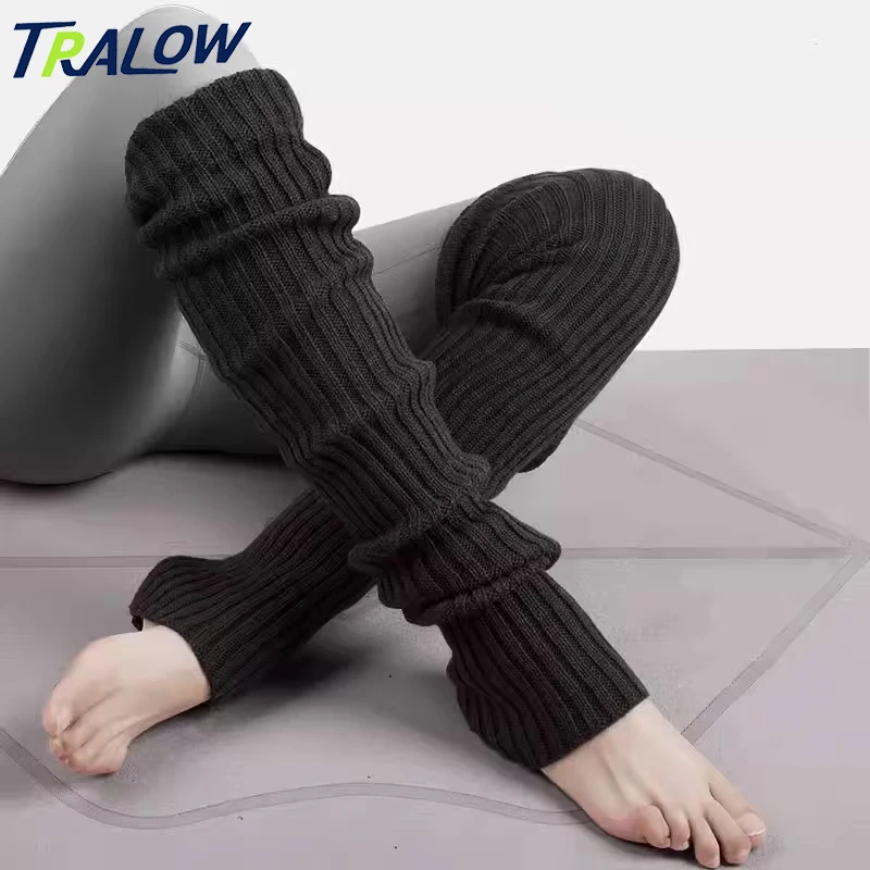 

TRALOW 1Pair Yoga Warm Socks Women's Winter Vertical Stripe Over-the-Knee Fitness Thick Warm Taller for Dance,Cold Weather,Y2k
