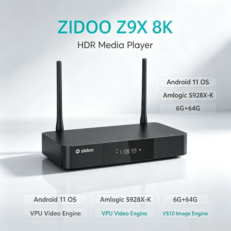 ZIDOO Z9X 8K HDR Media Player, Android 11 OS, Amlogic S928X-K