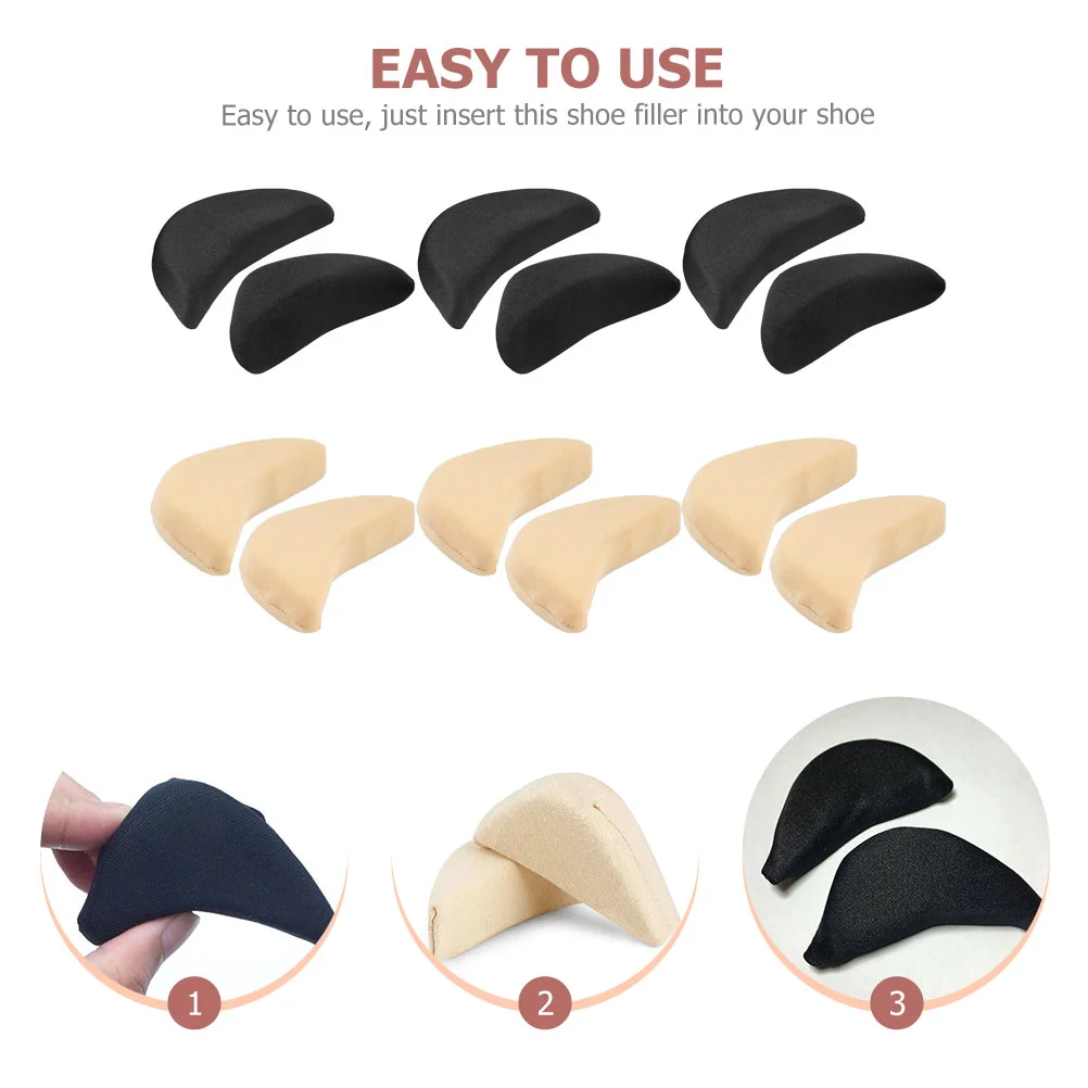 12Pcs Shoe Toe Inserts Forefoot Pad Filler Adjustable Size Sponge High Heels Cushion Inserts Foot Care Tool Insoles Liner