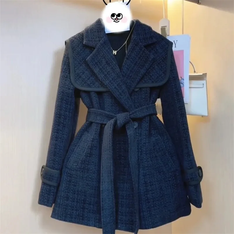 French Xiaoxiangfeng Add Cotton Jacket Ladies Winter 2024 New Loose Joker Navy Collar Age-reducing Temperament Padded Coat Tide