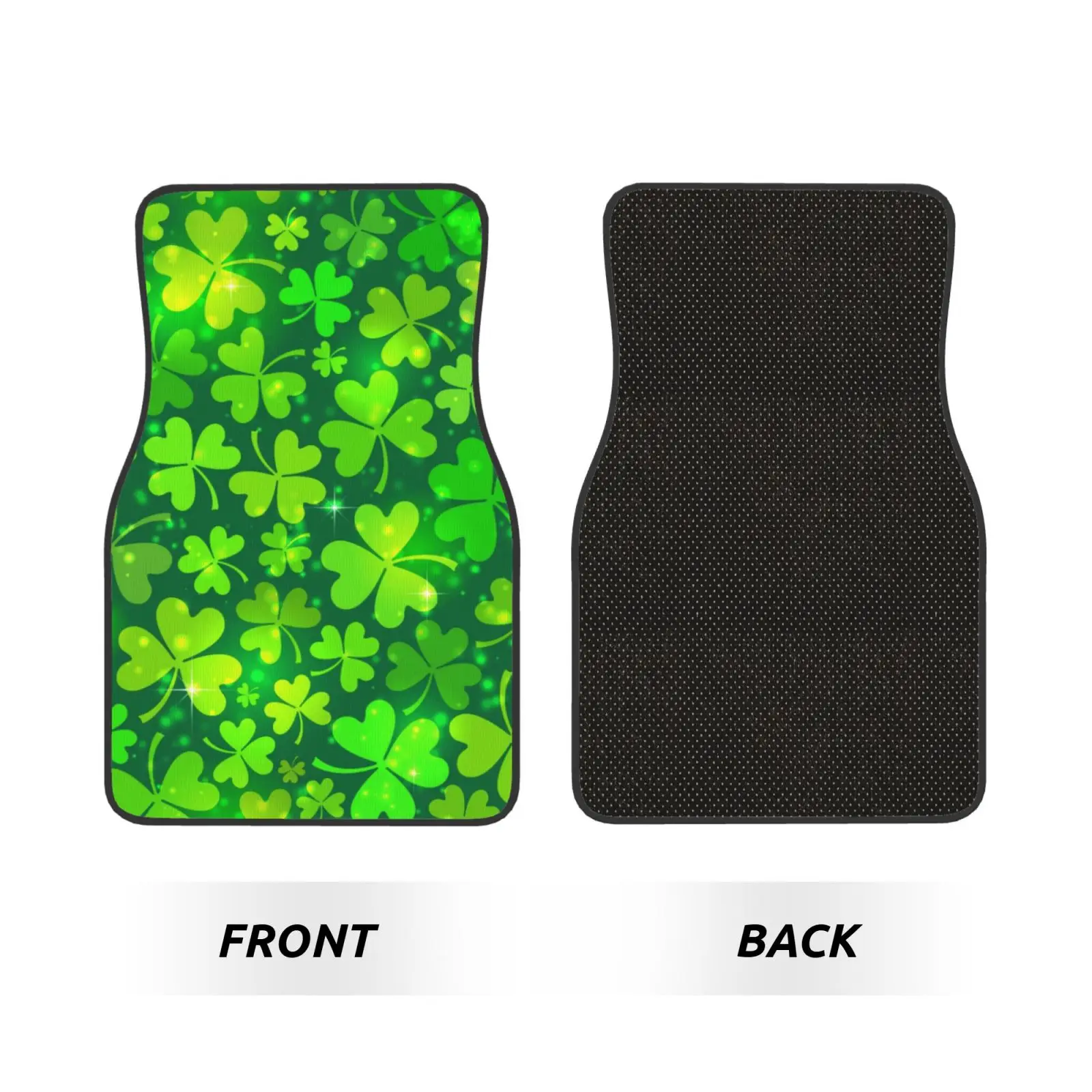 San Patricks Clover Print Car Floor Mats of 4 Pieces Anti Slip Front Rear Foot Mats Universal Car Accessories for SUV Van Truck