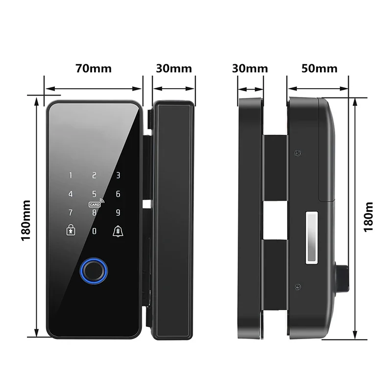 903HOT Home Smart Digital Door Lock with Fingerprint & IC Card Tuya APP Remote Control Intelligent Unlock Phone Glass Door Smart