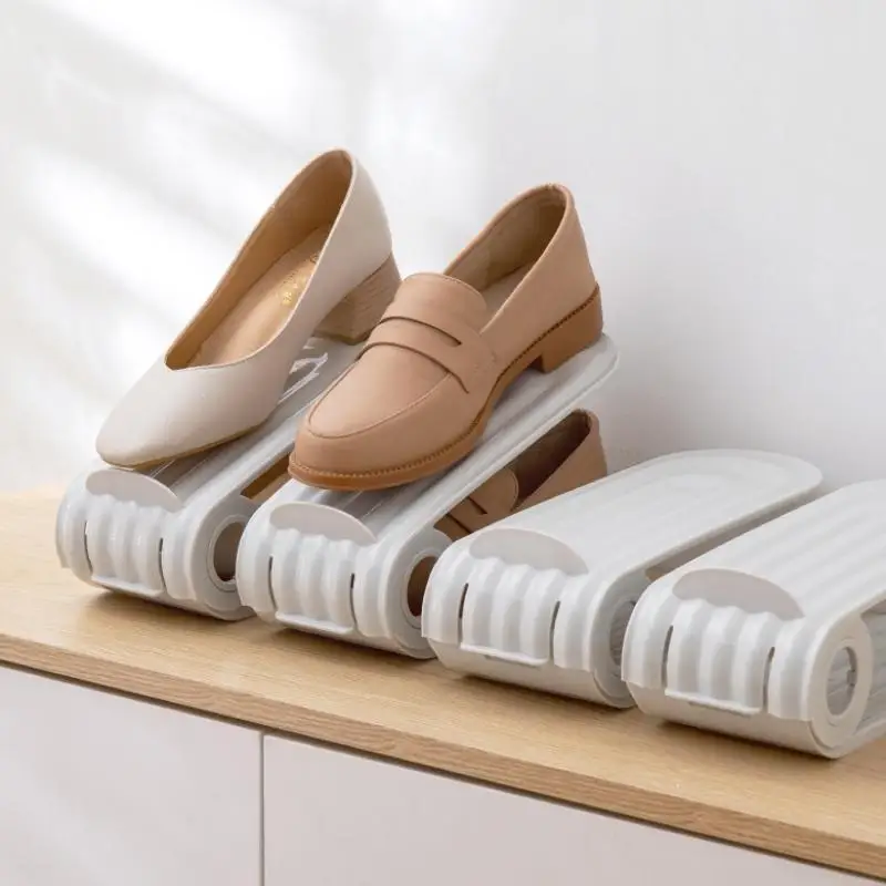 Adjustable Height Shoes Storage Rack 3 Level Organizer for High Heels Sneakers Stackable Shoe Shelf for Closet Dorm Room